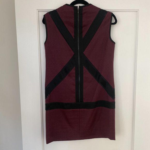 Jean Paul Gaultier JPG Sleeveless Mini Dress Maroon Wool Harness Front Sz 6 - Picture 11 of 11